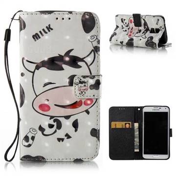 Milk Cow 3D Painted Leather Wallet Case for Samsung Galaxy S5 G900