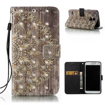 Golden Flower 3D Painted Leather Wallet Case for Samsung Galaxy S5 G900
