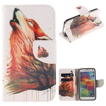 Color Wolf PU Leather Wallet Case for Samsung Galaxy S5 G900