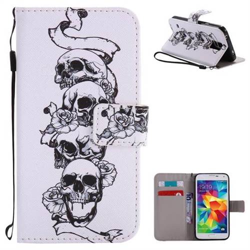 Skull Head PU Leather Wallet Case for Samsung Galaxy S5 G900
