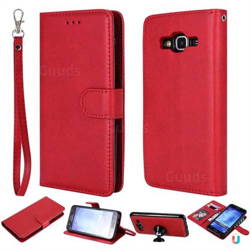 Retro Greek Detachable Magnetic PU Leather Wallet Phone Case for Samsung Galaxy S5 G900 - Red