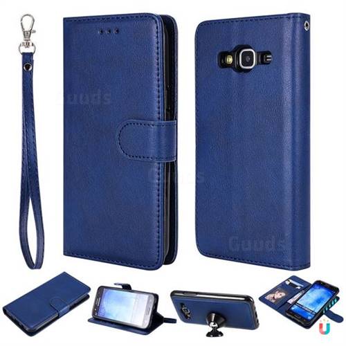 Retro Greek Detachable Magnetic PU Leather Wallet Phone Case for Samsung Galaxy S5 G900 - Blue