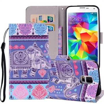Totem Elephant PU Leather Wallet Phone Case Cover for Samsung Galaxy S5 G900