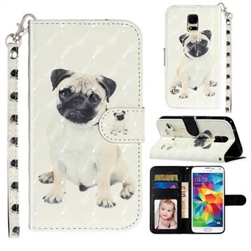 Pug Dog 3D Leather Phone Holster Wallet Case for Samsung Galaxy S5 G900