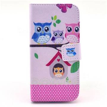 Family Owls Leather Wallet Case for Samsung Galaxy S5 Mini G800
