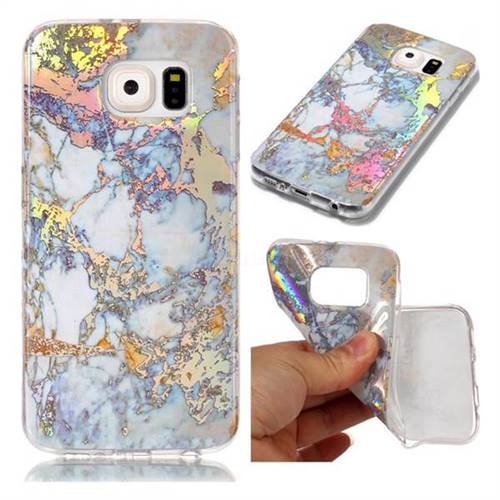 Color Plating Marble Pattern Soft TPU Case for Samsung Galaxy S6 G920 - Gold