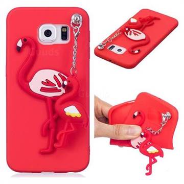 Flamingo Pendant Soft 3D Silicone Case for Samsung Galaxy S6 G920 - Red