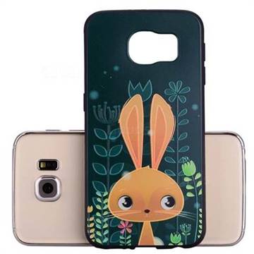 Cute Rabbit 3D Embossed Relief Black Soft Back Cover for Samsung Galaxy S6 G920
