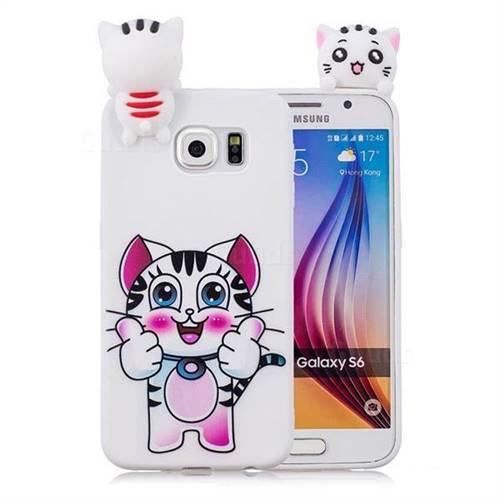 Cute Pink Kitten Soft 3D Climbing Doll Soft Case for Samsung Galaxy S6 G920