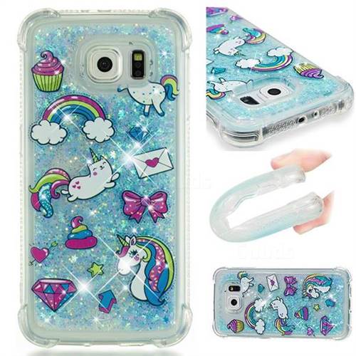 Fashion Unicorn Dynamic Liquid Glitter Sand Quicksand Star TPU Case for Samsung Galaxy S6 G920