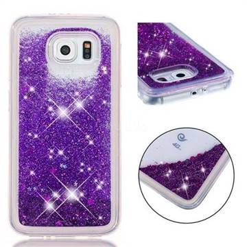 Dynamic Liquid Glitter Quicksand Sequins TPU Phone Case for Samsung Galaxy S6 G920 - Purple
