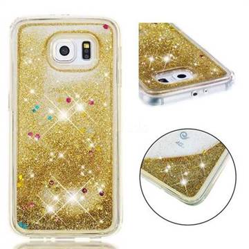 Dynamic Liquid Glitter Quicksand Sequins TPU Phone Case for Samsung Galaxy S6 G920 - Golden