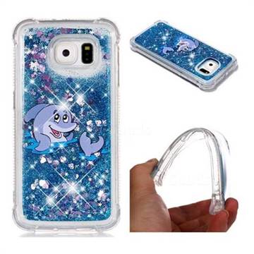 Happy Dolphin Dynamic Liquid Glitter Sand Quicksand Star TPU Case for Samsung Galaxy S6 G920