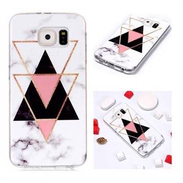 Inverted Triangle Black Soft TPU Marble Pattern Phone Case for Samsung Galaxy S6 G920