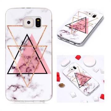 Inverted Triangle Powder Soft TPU Marble Pattern Phone Case for Samsung Galaxy S6 G920