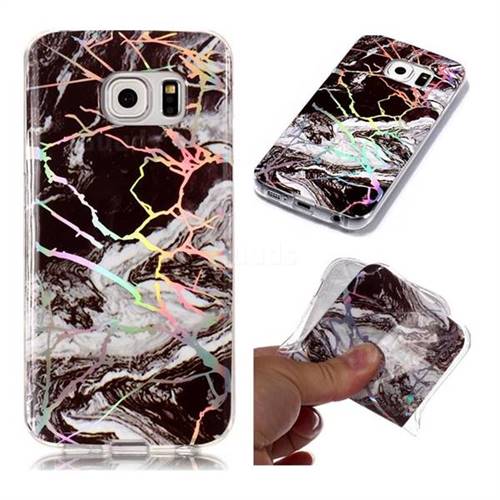 White Black Marble Pattern Bright Color Laser Soft TPU Case for Samsung Galaxy S6 G920