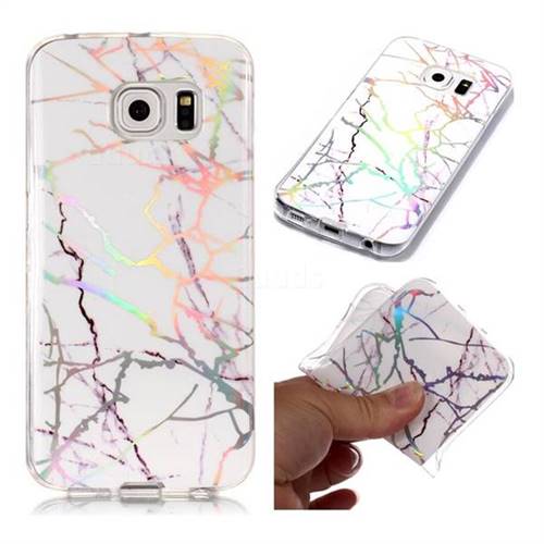 Color White Marble Pattern Bright Color Laser Soft TPU Case for Samsung Galaxy S6 G920