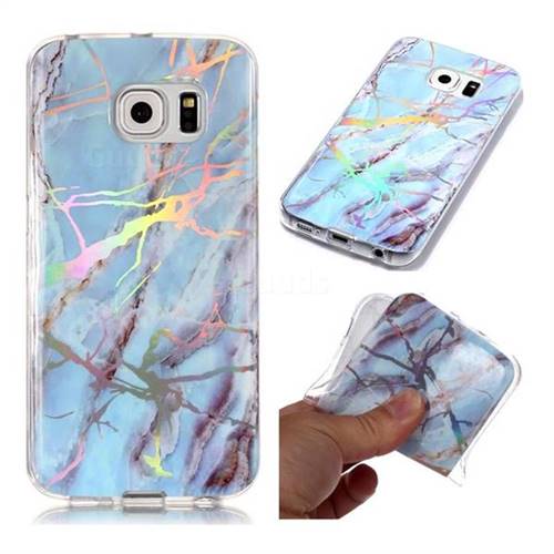 Light Blue Marble Pattern Bright Color Laser Soft TPU Case for Samsung Galaxy S6 G920