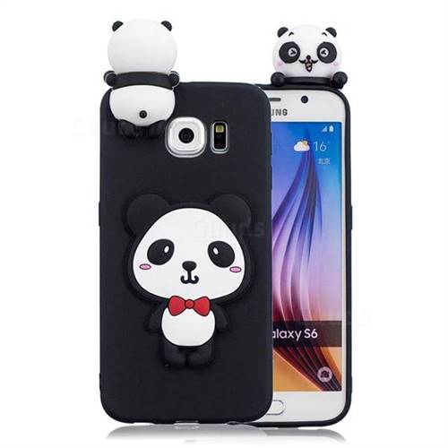 Red Bow Panda Soft 3D Climbing Doll Soft Case for Samsung Galaxy S6 G920