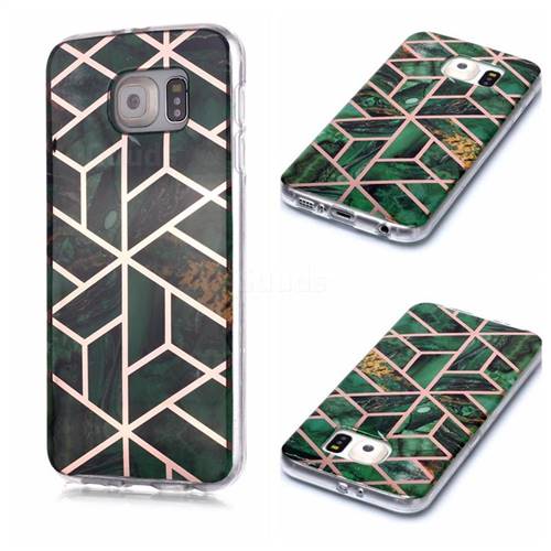 Green Rhombus Galvanized Rose Gold Marble Phone Back Cover for Samsung Galaxy S6 G920