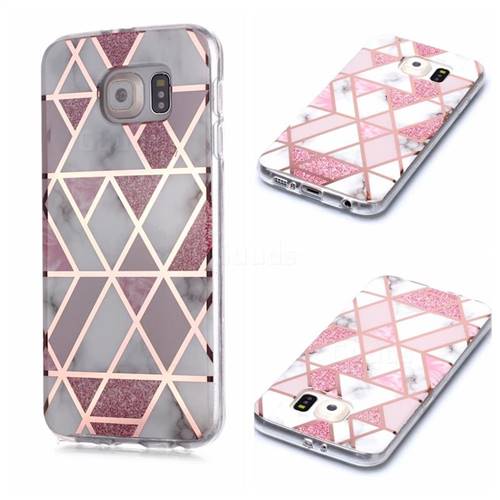 Pink Rhombus Galvanized Rose Gold Marble Phone Back Cover for Samsung Galaxy S6 G920