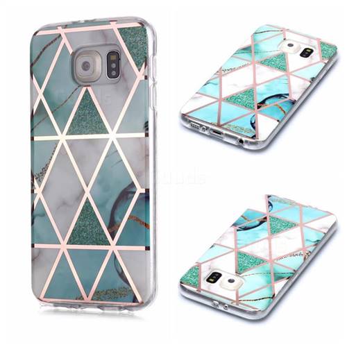 Green White Galvanized Rose Gold Marble Phone Back Cover for Samsung Galaxy S6 G920