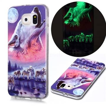 Wolf Howling Noctilucent Soft TPU Back Cover for Samsung Galaxy S6 G920