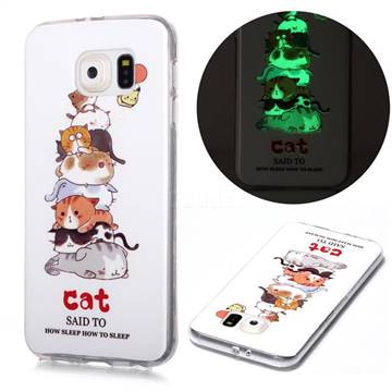 Cute Cat Noctilucent Soft TPU Back Cover for Samsung Galaxy S6 G920