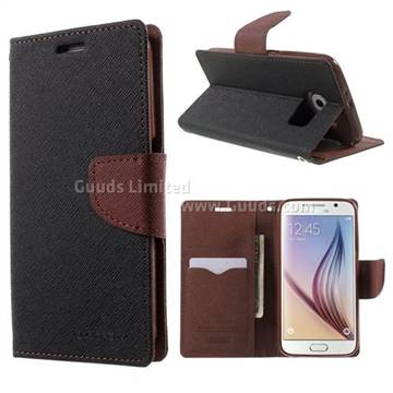 Mercury Goospery Fancy Diary Leather Case for Samsung Galaxy S6 G920 G9200 - Black + Brown