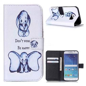 Be Happy Elephant Leather Wallet Case for Samsung Galaxy S6 G920 G9200