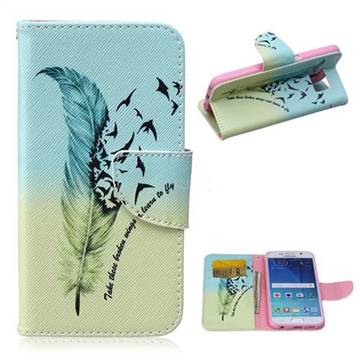 Feather Bird Leather Wallet Case for Samsung Galaxy S6 G920 G9200