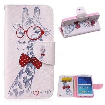 Glasses Giraffe Leather Wallet Case for Samsung Galaxy S6 G920 G9200