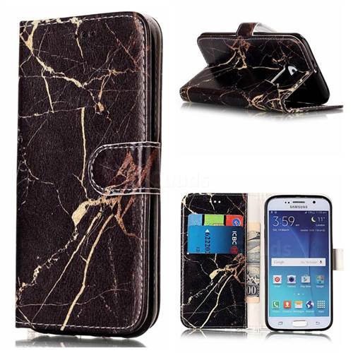 Black Gold Marble PU Leather Wallet Case for Samsung Galaxy S6