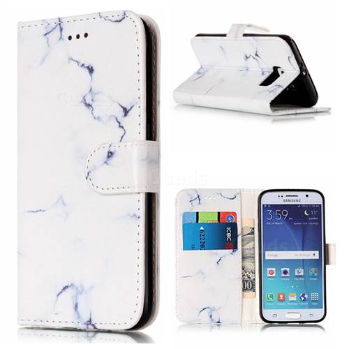 Soft White Marble PU Leather Wallet Case for Samsung Galaxy S6