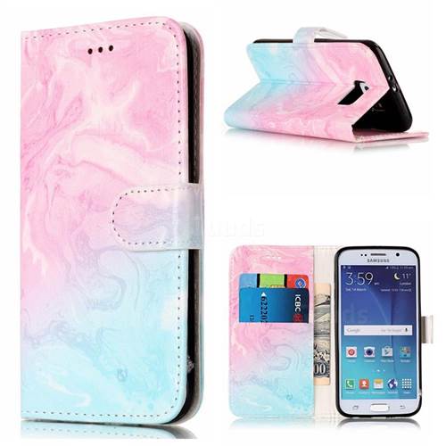 Pink Green Marble PU Leather Wallet Case for Samsung Galaxy S6