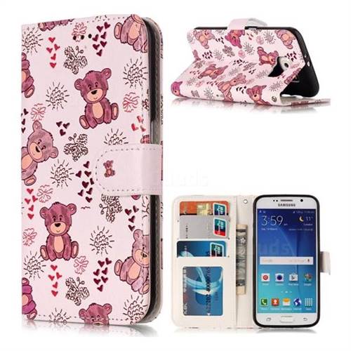 Cute Bear 3D Relief Oil PU Leather Wallet Case for Samsung Galaxy S6 G920