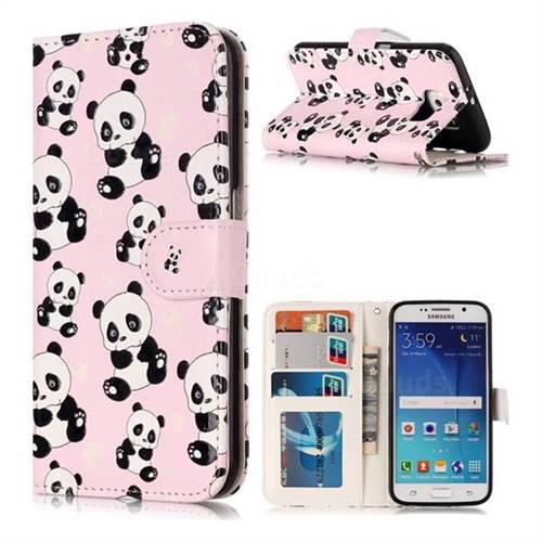 Cute Panda 3D Relief Oil PU Leather Wallet Case for Samsung Galaxy S6 G920