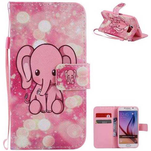 Pink Elephant PU Leather Wallet Case for Samsung Galaxy S6 G920
