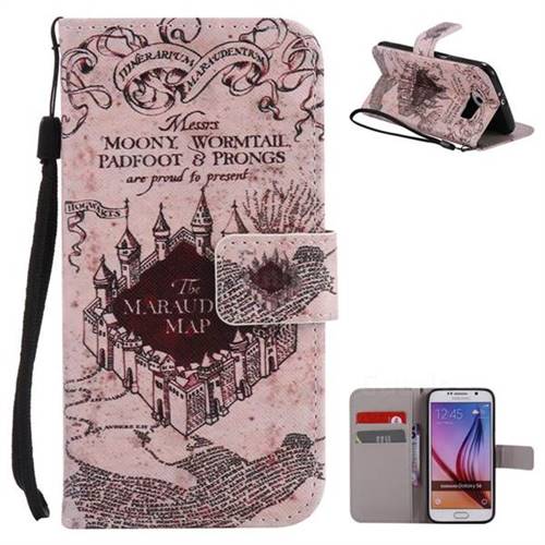Castle The Marauders Map PU Leather Wallet Case for Samsung Galaxy S6 G920