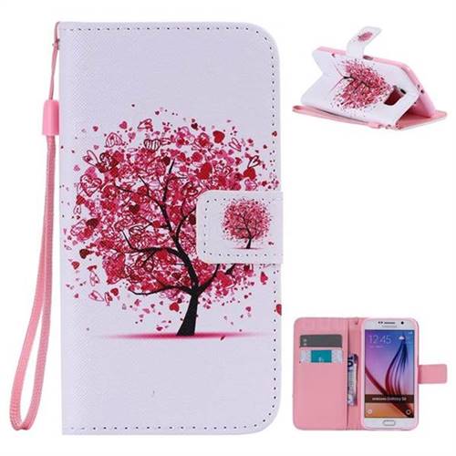 Colored Red Tree PU Leather Wallet Case for Samsung Galaxy S6 G920