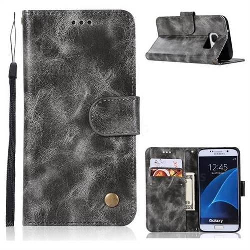 Luxury Retro Leather Wallet Case for Samsung Galaxy S6 G920 - Gray