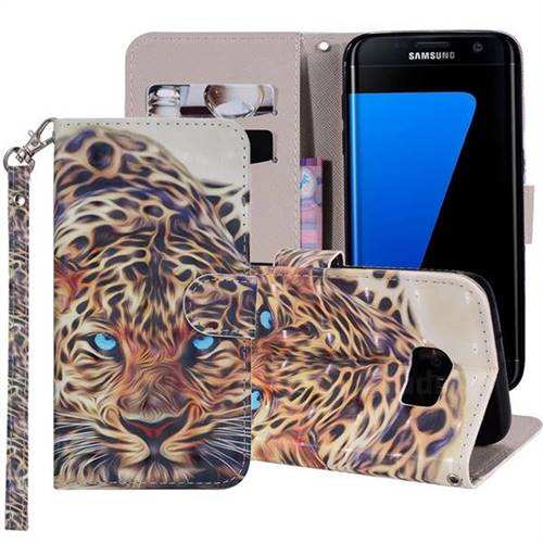 Leopard 3D Painted Leather Phone Wallet Case Cover for Samsung Galaxy S6 G920