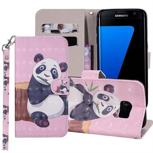Happy Panda 3D Painted Leather Phone Wallet Case Cover for Samsung Galaxy S6 G920