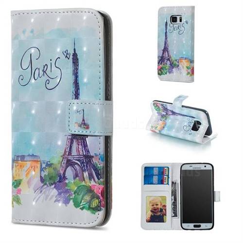 Paris Tower 3D Painted Leather Phone Wallet Case for Samsung Galaxy S6 G920