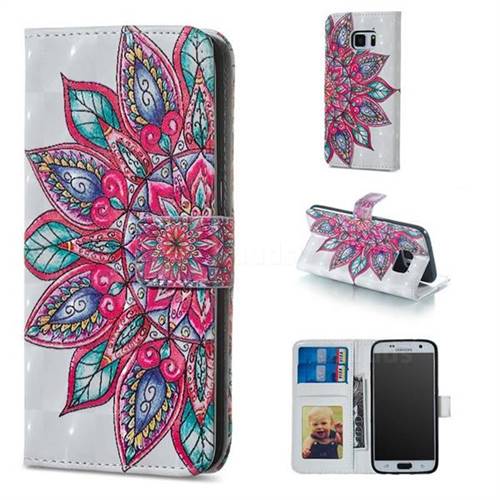 Mandara Flower 3D Painted Leather Phone Wallet Case for Samsung Galaxy S6 G920