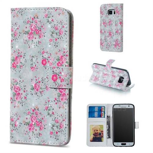 Roses Flower 3D Painted Leather Phone Wallet Case for Samsung Galaxy S6 G920