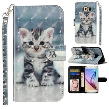 Kitten Cat 3D Leather Phone Holster Wallet Case for Samsung Galaxy S6 G920