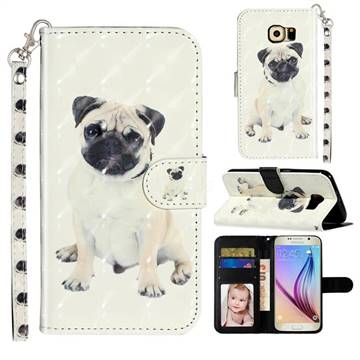 Pug Dog 3D Leather Phone Holster Wallet Case for Samsung Galaxy S6 G920