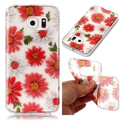 Red Daisy Super Clear Soft TPU Back Cover for Samsung Galaxy S6 Edge G925