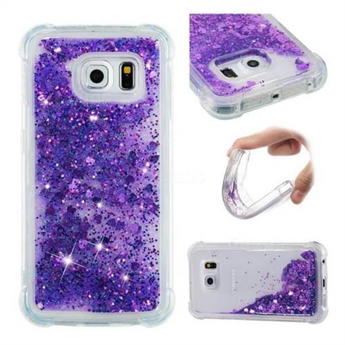 Dynamic Liquid Glitter Sand Quicksand Star TPU Case for Samsung Galaxy S6 Edge G925 - Purple